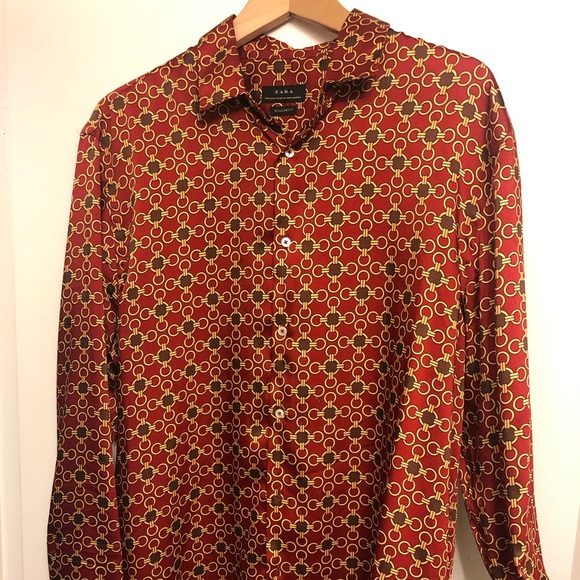 Zara Other - Zara satin red shirt Pattern